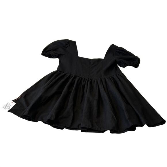 ASOS Design Women's Fit & Flare Mini Dress Sz 18 Black Linen Blend Party NWT - Picture 2 of 9